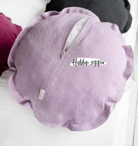 <span class=keywords><strong>Housse</strong></span> de <span class=keywords><strong>coussin</strong></span> ronde en lin avec fermeture éclair, <span class=keywords><strong>coussin</strong></span> décoratif lavé, <span class=keywords><strong>coussin</strong></span> de siège, <span class=keywords><strong>coussin</strong></span> de yoga et de méditation fait main - Product Image 5