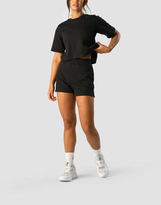 Ensemble de détente tendance pour femmes, vente en gros personnalisée, haut de gamme, t-shirt ample et short à taille élastique pour femmes - Product Image 4