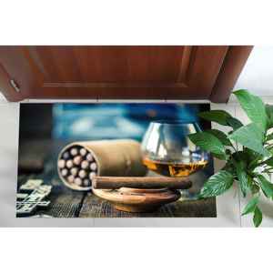 Tapis imprimé cigares et brandy : cadeau personnalisé moderne pour lui, avec tapis à poils doux - Product Image 5