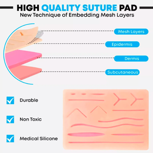 Kit de suture chirurgicale complet de coussinets en silicone durables les mieux notés ensemble de formation pour étudiants en médecine avec outils en acier - Product Image 4