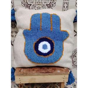 Funda de Almohada Marroquí Hecha a Mano, Funda de Cojín Tradicional Bereber, Cojín Decorativo Boho para Sofá, Almohada Decorativa de Algodón para el Hogar - Product Image 1