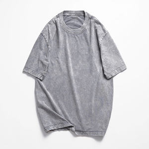 Camiseta de tela Oxford de poliéster/algodón lavado ácido OEM ODM para hombre, serigrafía personalizada frontal, transpirable, de talla grande - Product Image 3