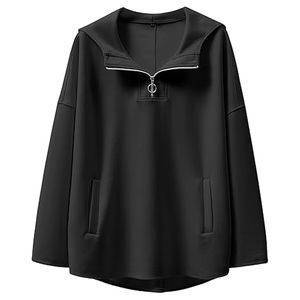 Nouveau Pull à Capuche Hiver Femme Oversize Personnalisé en Coton/Polyester Molletonné Demi-Zip Qualité Supérieure – Collection 2025 – Vente en Gros - Product Image 1