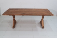 Table de salle à manger rectangulaire pliable en bois d'acacia massif de qualité supérieure, finition naturelle, bord brut, durable, pour hôtel