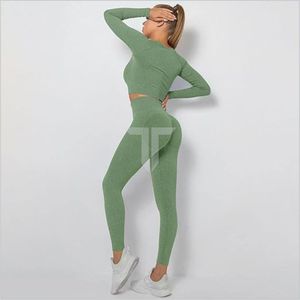 Women's Solid Comfortable <b>Crop</b> <b>Top</b> Leggings Yoga Set High Waist Seamless Eco-Friendly Breathable Anti-Bacterial Quick Dry V - Product Image 4