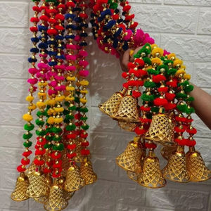 Colourful Pompom String Garland, Festival And Party <b>Decoration</b>, Stage Backdrop Hanging, Wedding <b>Decoration</b>, Decorative Garland - Product Image 1