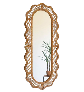 Material <b>Rattan</b> Rounded <b>Rattan</b> <b>Mirror</b> Wall Decorative Home Decoration Wall Art Natural Color Frame for Home Decor & Hotels - Product Image 4