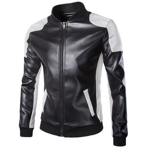 Venta al por mayor de alta calidad de los hombres de la chaqueta de cuero de la PU de estilo de calle con cuello alto de moda chaqueta recubierta - Product Image 5