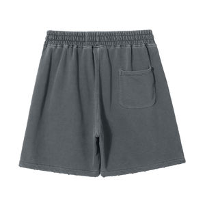 Short lavé à l'acide pour hommes de grande taille de qualité supérieure 350 grammes coton vieilli français éponge bouffée imprimé Jogging Vintage - Product Image 4
