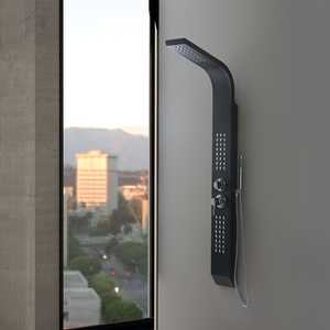 <b>Black</b> Aluminum Hydromassage <b>Shower</b> Panel with Rain <b>Shower</b> Head for Bathroom <b>Sets</b> - Product Image 2