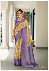 Saree classique traditionnel en soie Banarsi douce de créateur pur tissé à la main avec chemisier pour des occasions spéciales et des fêtes - Product Image 5