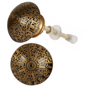 Meubles de luxe marocains poignées noir foncé or gravé fleur boutons en laiton travail à la main pour armoires chambre armoire tiroir - Product Image 2