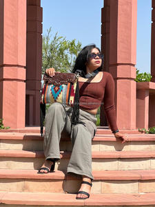 Nouveau sac à main de couverture selle élégant occidental bracelet en cuir usiné sacs latéraux aztèques de haute qualité sac sculpté à la main coloré Vintage - Product Image 3