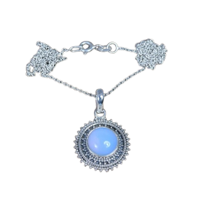 Colgante de piedra preciosa de opalita lechosa, colgante de Plata de Ley 925 con cadena O SIN Cadena, regalo de joyería hecho a mano para cumpleaños - Product Image 1