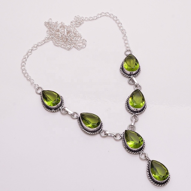 925 Sterling Silver Necklace, Natural Iolite peridot opalite citrine Tanzanite Gemstone Jewelry, Jaipur Jewelry