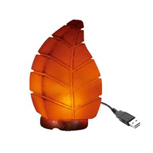 Lampe à sel de l'Himalaya à feuilles inversées par USB Décoration d'intérieur écologique Fleur sculptée Style nautique pour Noël Produit d'artisanat naturel - Product Image 1