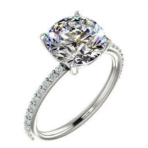AAA+ Quality 3.02 Ct Vvs 1-Near <b>White</b> <b>Round</b> Moissanite Diamond Engagement Ring Silver Cus-Jew51 - Product Image 1