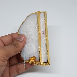 Hot bán <span class=keywords><strong>2</strong></span>-mảnh Trắng Muối Mã não lát Coaster <span class=keywords><strong>Set</strong></span> với mạ vàng cho ngăn kéo núm phụ kiện pha lê <span class=keywords><strong>Set</strong></span> - Product Image 3