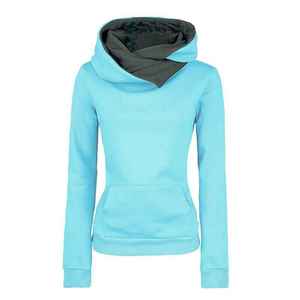 Sweat à capuche personnalisé pour femme, hiver, décontracté, coton lourd, col cheminée, chaud et doux, disponible en plusieurs couleurs et motifs - Product Image 2