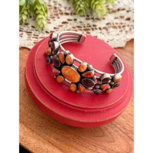 Kathleen Chavez Fashion <b>Cuff</b> <b>Bracelet</b> Multi-Strone & Sterling <b>Silver</b> Cluster Design - Product Image 3