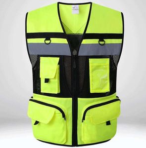 Usine directe en gros personnalisé haute visibilité tissu respirant gilet de sécurité réfléchissant poches zippées vêtements de travail vêtements - Product Image 3