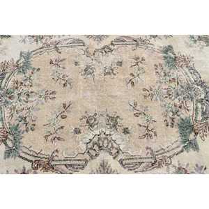 Tapis turc de 3,8 x 9,1 pieds, tapis vintage, tapis en laine unie vert et marron - Product Image 5