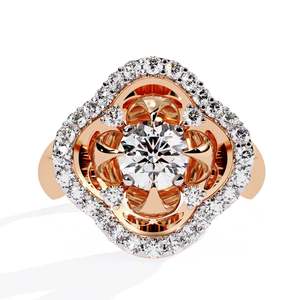 แหวนเพชรเลี้ยงในห้องปฏิบัติการทรงกลม ดีไซน์ลายดอกไม้ ATYANTA JEWELS - Product Image 3