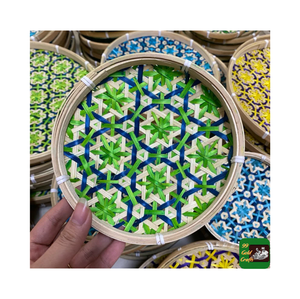 ตะกร้าไม้ไผ่ทรงวงกลมพร้อมลวดลายแบบดั้งเดิมไม่เหมือนใครขายส่งตามสั่ง - Product Image 3