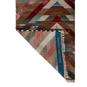 Freedom Manchaha <b>Red</b> Orange Hand Knotted Wool Bamboo <b>Silk</b> Large Area Rugs Geometric Rectangle Design for Home Hallway for - Product Image 5