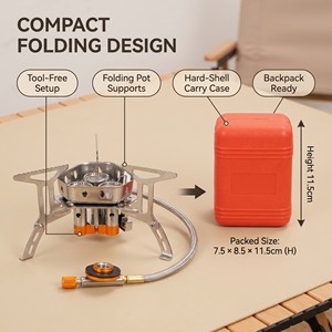 Réchaud de camping portable pliable mini à gaz <span class=keywords><strong>butane</strong></span> haute puissance, brûleur à évaporation pour faire bouillir l'eau, appareil de cuisson à allumage, en métal - Product Image 4