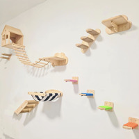Échelle à cordes en bois pour chat, pont balançoire, marches d'escalade flexibles à fixer au mur pour arbre à chat, condo et salle de jeux intérieure