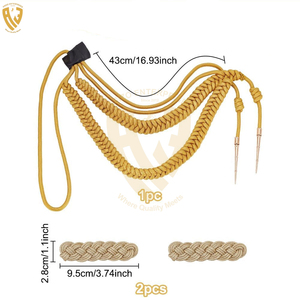 Vente en gros d'uniformes à pointe métallique or argent blanc Cordon d'épaule personnalisé Cordons d'habillement de haute qualité Accessoires Aiguillette - Product Image 4