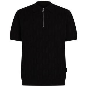 High Quality 100% <b>Viscose</b> <b>Men's</b> Golf for Polo <b>Shirt</b> Knitted Striped Loose Fit Quarter Zip Wholesale Custom Logo Embroidery - Product Image 1