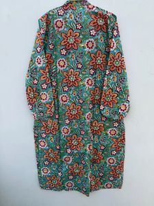Vestido largo de tela de algodón indio con estampado de bloque de Casa turquesa, ropa de Collage hecha a mano para mujer, Top de playa de verano ligero - Product Image 6