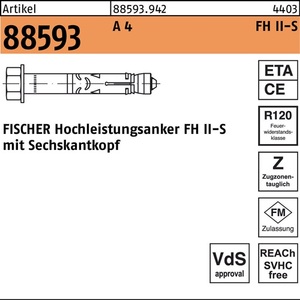 Anclajes de Hormigón FISCHER R 88593 FH II 18/25 S a 4, Paquete de 10 Piezas - Product Image 1