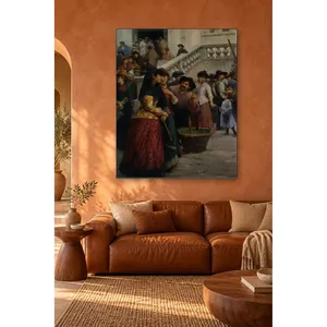 Impression sur toile de Fida Fausto Zonaro : Vendeurs de fleurs devant l'escalier - Product Image 1