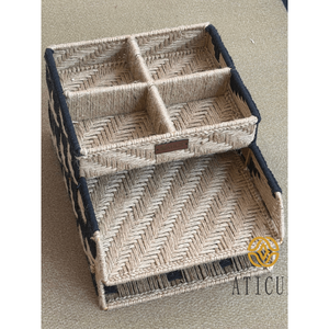 Housse pour ordinateur portable en jute et coton tricoté, écologique et artisanale, 15x11x8 pouces, organiseur de bureau multifonctionnel pour une utilisation sur le bureau - Product Image 4