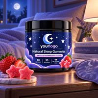 Gummies Sommeil Naturel Sans Mélatonine avec Valériane, L-Théanine, Magnésium, Passiflore, Saveur Fraise, 60 Gummies, Marque Privée