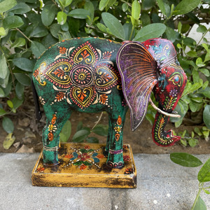 ภาพวาดด้วยมือรูปปั้นช้างโลหะทำจากไม้รูปปั้นสัตว์ออกแบบสำหรับตกแต่งบ้านงานแต่งงานงานวันครบรอบ - Product Image 3