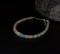 Pulsera de Ópalo Welo Etíope Natural, Plata de Ley 925, Estilo Bohemia, Hecha a Mano, Regalo, Joyería con Cuentas de Ópalo, Pulsera de Piedras Preciosas al por Mayor