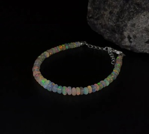 Pulseras de Plata de Ley 925 hechas a mano, cuentas de ópalo Welo etíope llamativas genuinas, joyería fina espiritual, oro Cristiano - Product Image 3