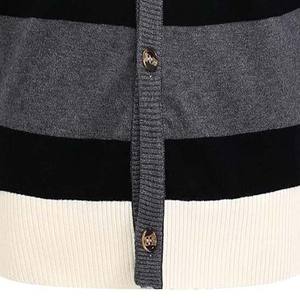 Contrast Sleeved Autumn & Winter Sweater <b>Men's</b> Striped <b>Cardigan</b> Custom Color V-neck Wool Cotton <b>Men</b> Sweaters Pullover Breathable - Product Image 6