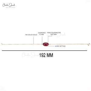 Bracelet en tourmaline rose naturelle 12X7 or jaune 14 carats mariage minimaliste à la mode bracelet en pierres précieuses taille ovale fabricant fournisseur - Product Image 4