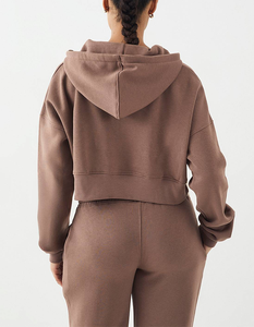 Hot Sale Women <b>Detail</b> Elastic Waist Joggers Set OEM Custom Zipper Crop Top Midweight Drawstring Winter Style Sweatsuit - Product Image 3