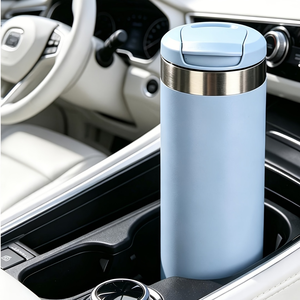 Botella de Agua Aislada al Vacío de Acero Inoxidable de 600 ml (21 oz), Tapa Abatible con un Clic, Antiderrames, Taza de Viaje, Logotipo Personalizado - Product Image 6