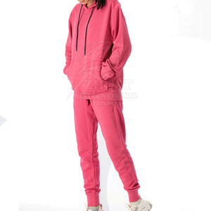 Conjunto Deportivo Informal Transpirable de Algodón 100% para Mujer, Sudadera con Capucha y Pantalones Deportivos de Invierno, Color Rosa, Embalaje Personalizado OEM, 6XL - Product Image 6