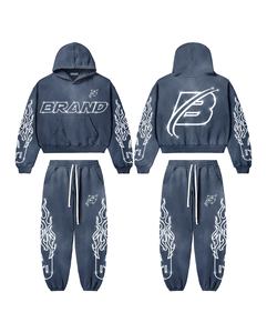 Personnalisé sérigraphié Propre Marque Logo Conception Régulier Ajusté Pull À Capuche Jogger Polaire Pantalon Respirant Hiver Survêtements - Product Image 4