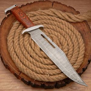 Cuchillo Bowie OEM personalizable directo de fábrica, hoja fija, para caza y desollado, de acero de Damasco y palisandro, para camping y actividades al aire libre, 3 años de garantía. - Product Image 6