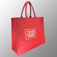 Sac en jute rouge avec poignées, impression personnalisée, pliable, grand format, pour courses, promotion, plage, toutes les couleurs disponibles, sac en jute teinté