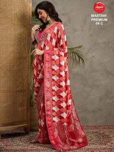 Saris de viscosa pura Dola con estampado de posición elegante, Ropa Étnica de diseñador suave, ropa de fiesta festiva, Sari estampado para saris de mujer - Product Image 2